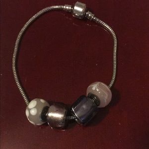 Bracelet with purple and pink charms